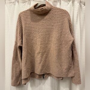 Free People Light Pink Cowl Neck Zip Back Sweater - Size XS